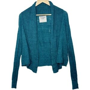 Abercrombie & Fitch Teal Green Blue Knit Wool Long Sleeve Cardigan Sweater Sz L